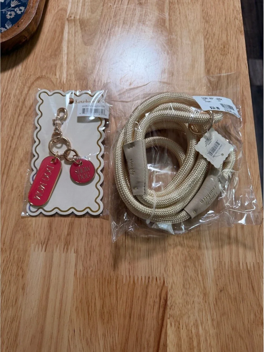 Simply SouthernPink Keychain with Gold Hardware and Dog Collar and Leash